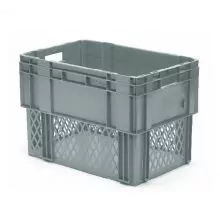 Stapelbare, verschachtelbare Transportkiste DTK1 600x400x420 mm (LxBxH) grau