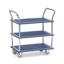 Tischwagen, Transportwagen 120 kg aus Stahl mit 3 Etagen und 2 Schiebegriffen 740x480