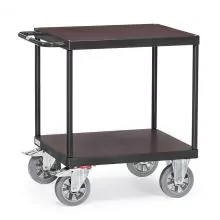 Tischwagen, Schwerlastwagen 1200 kg 700x700 mit 2 Holzetagen anthrazit