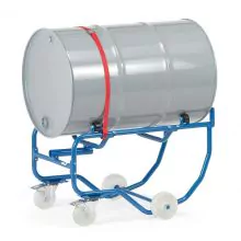 Fasskipper 250 kg mit Kippstange und 2 Stahlrollen, fahrbar