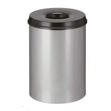 Flammenlöschender Papierkorb 50 Liter aluminiumgrau-schwarz