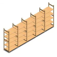Vorteilsreihe Holzfachbodenregal BT Euro 2100x5030x600 mm (hxbxt) 5 Ebenen
