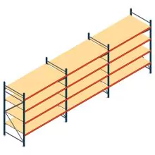 Vorteilsreihe Weitspannregal AR 2250x6958x1000 mm (hxbxt) 4 Ebenen blau mit vormontierten Rahmen