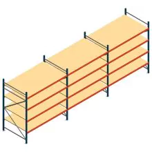 Vorteilsreihe Weitspannregal AR 2000x6958x1200 mm (hxbxt) 4 Ebenen blau