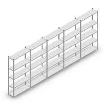 Vorteilsreihe Fachbodenregal Leichtgewicht 2000x5000x300 mm (hxbxt) 5 Ebenen