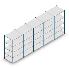 Vorteilsreihe Fachbodenregal Mittelstark 2000x5000x800 mm (hxbxt) 5 Ebenen blau