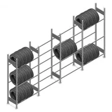 Vorteilsreihe Reifenregal Heavy Duty 2000x4000x400 mm (hxbxt) 3 Ebenen