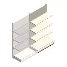 Wandregal Tego 1800x1000x470 mm (hxbxt) 4 Ebenen RAL9001 Anbauregal