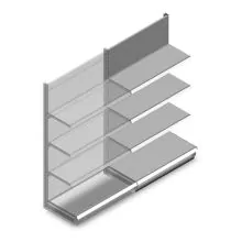 Wandregal Tego 1800x1000x470 mm (hxbxt) 4 Ebenen RAL9006 Anbauregal
