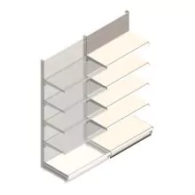 Wandregal Tego 2200x1000x570 mm (hxbxt) 5 Ebenen RAL9001 Anbauregal