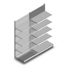 Wandregal Tego 2200x1000x570 mm (hxbxt) 5 Ebenen RAL9006 Anbauregal