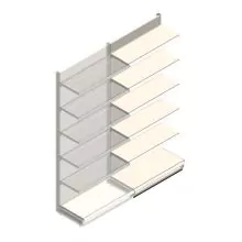Wandregal Tego 2400x1000x470 mm (hxbxt) 6 Ebenen RAL9001 Anbauregal