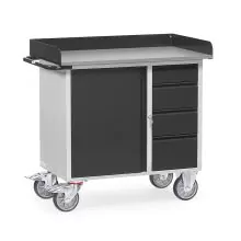 Werkstattwagen aus Stahlblech 400 kg mit 1 Schrank, 4 Schubladen und umlaufendem Rand 985x590 anthrazit