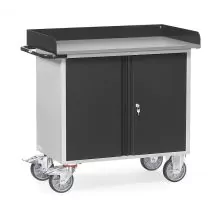 Werkstattwagen aus Stahlblech 400 kg mit Doppeltüren und hochstehender Kante 985x590 mm (lxb) anthrazit