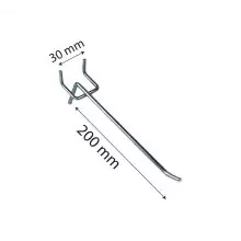 Ladenregal-Displayhaken, Perfohaken 200 mm einfach 4,8 mm Durchmesser
