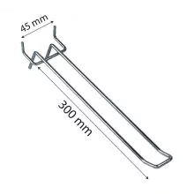 Ladenregal-Displayhaken, Perfohaken 300 mm doppelt 4,0 mm Durchmesser