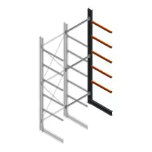 Schweres Kragarmregal einseitig 5000x1500x1200mm (hxbxt) 5 Ebenen Anbauregal