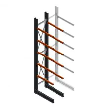Schweres Kragarmregal einseitig 5000x800x1200mm (hxbxt) 5 Ebenen Anfangsregal