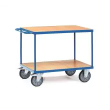 Schwerer Tischwagen 500 kg mit 2 Holz-Etagen 850x500 mm 2 Etagen