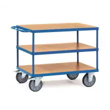 Schwerer Tischwagen 500 kg mit 2 Holzetagen 850x500 mm 3 Etagen