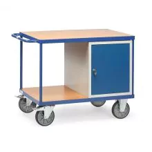 Schwerer Werkstattwagen 600 kg mit 1 Schrank und 2 Ladeflächen 1250x800 mm