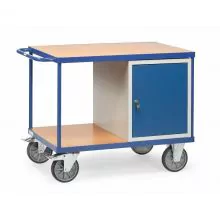 Schwerer Werkstattwagen 600 kg mit 1 Schrank und 2 Ladeflächen 1050x700 mm