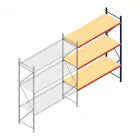 Weitspannregal AR 3000x2700x800 mm (hxbxt) 3 Ebenen blau Anbauregal mit vormontierten Rahmen