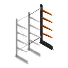 Leichtes Kragarmregal einseitig 2000x750x600 mm (hxbxt) 4 Ebenen Anbauregal