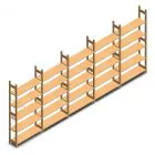 Vorteilsreihe hölzernes Fachbodenregal BT Euro 2100x5030x300 mm (hxbxt) 5 Ebenen