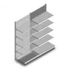 Wandregal Tego 2200x1000x570 mm (hxbxt) 5 Ebenen RAL9006 Anbauregal