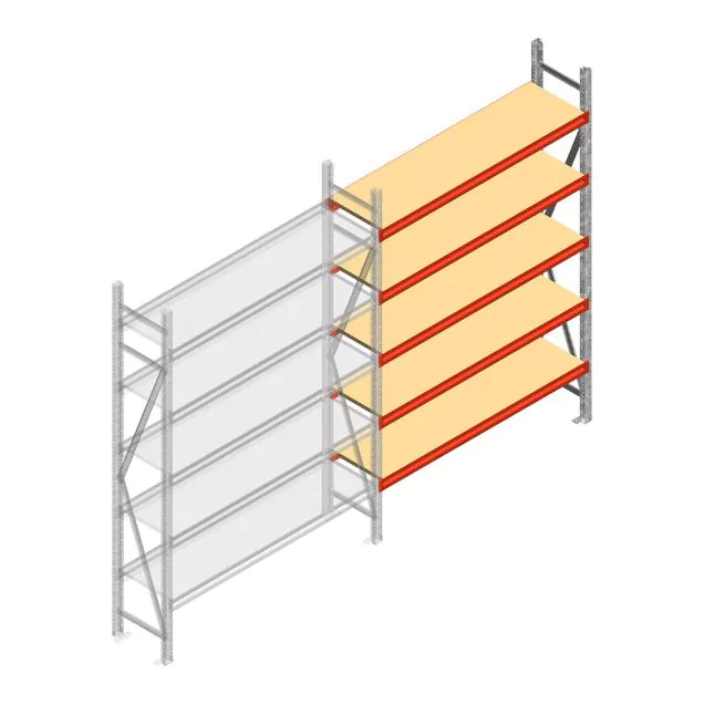 Weitspannregal AR 2250x1850x400 mm (hxbxt) 5 Ebenen verzinkt Anbauregal mit vormontierten Rahmen