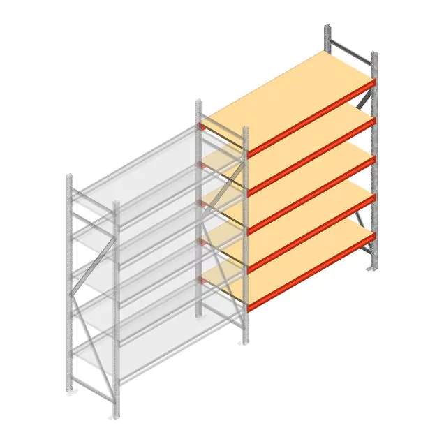 Weitspannregal AR 2250x1610x600 mm (hxbxt) 5 Ebenen verzinkt Anbauregal mit vormontierten Rahmen
