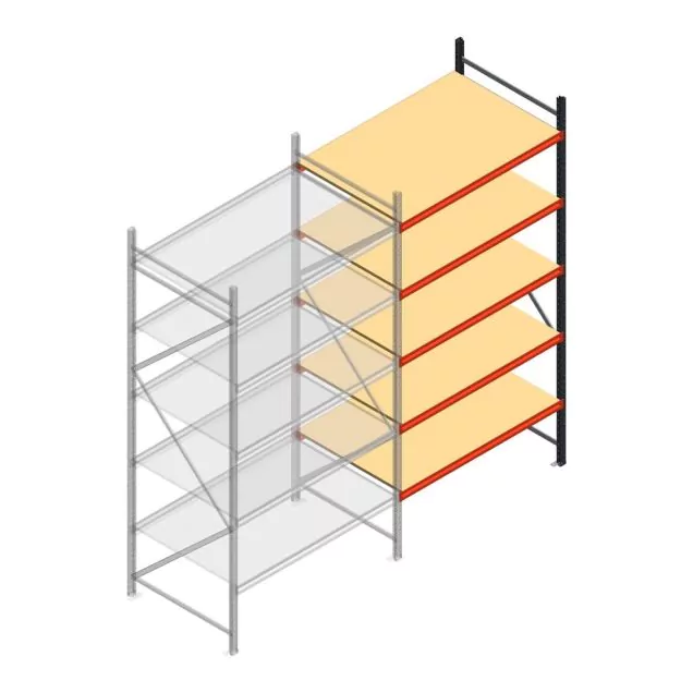Weitspannregal AR 2000x2250x1000 mm (hxbxt) 5 Ebenen verzinkt Anbauregal mit vormontierten Rahmen