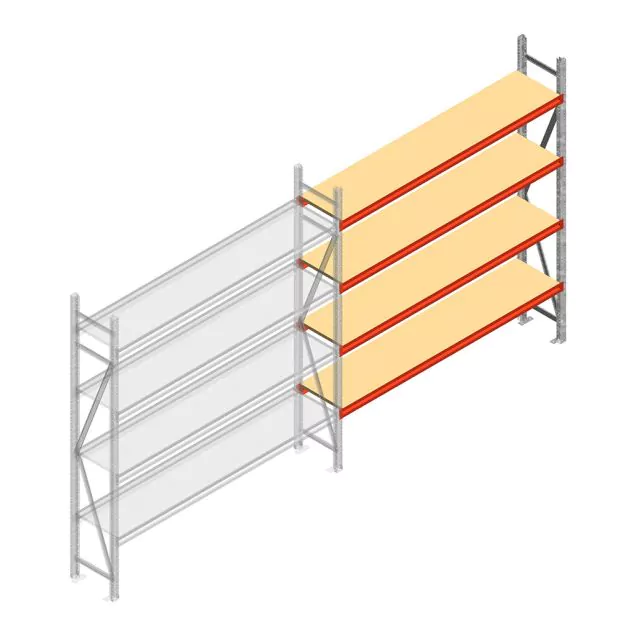 Weitspannregal AR 2000x2010x400 mm (hxbxt) 4 Ebenen verzinkt Anbauregal