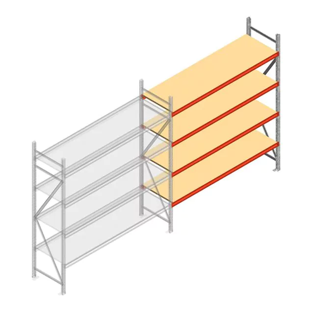 Weitspannregal AR 2000x2250x600 mm (hxbxt) 4 Ebenen verzinkt Anbauregal