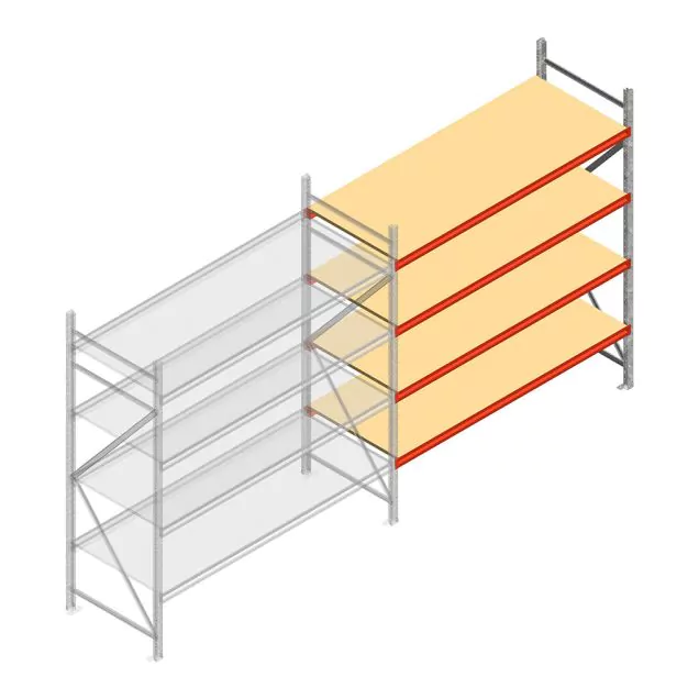 Weitspannregal AR 2000x2250x800 mm (hxbxt) 4 Ebenen verzinkt Anbauregal