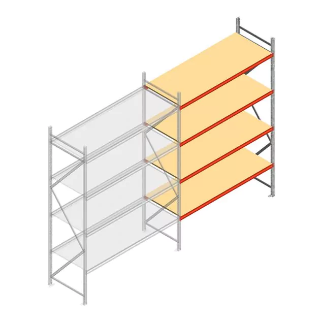 Weitspannregal AR 3000x2250x800 mm (hxbxt) 4 Ebenen verzinkt Anbauregal