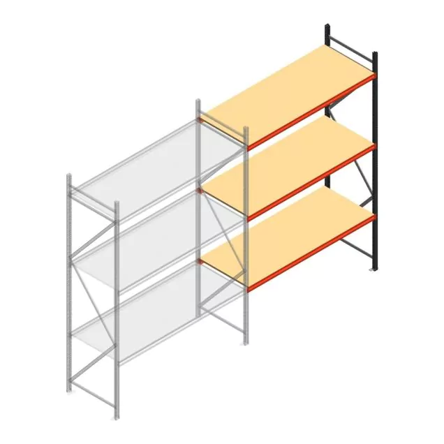 Weitspannregal AR 3000x2250x800 mm (hxbxt) 3 Ebenen verzinkt Anbauregal mit vormontierten Rahmen