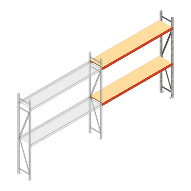 Weitspannregal AR 2000x2700x400 mm (hxbxt) 2 Ebenen verzinkt Anbauregal