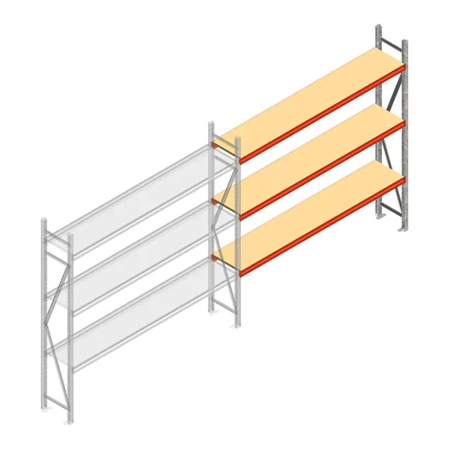 Weitspannregal AR 2000x2700x400 mm (hxbxt) 3 Ebenen verzinkt Anbauregal