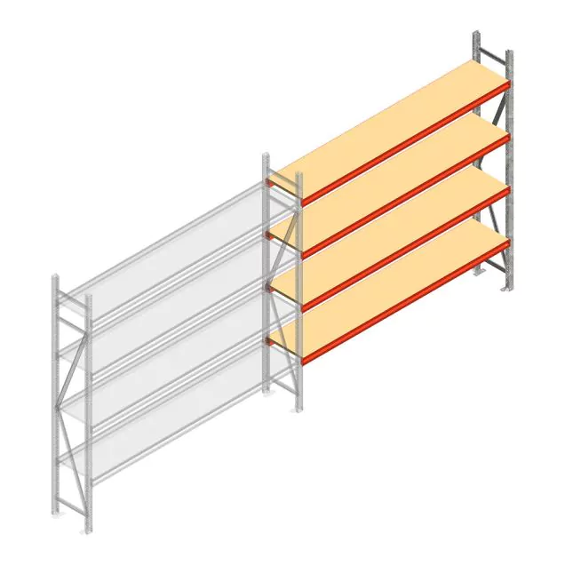 Weitspannregal AR 2000x2700x400 mm (hxbxt) 4 Ebenen verzinkt Anbauregal