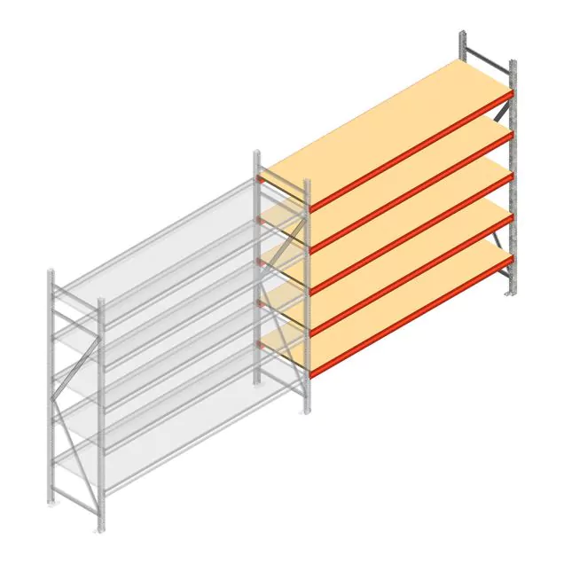 Weitspannregal AR 2000x2700x600 mm (hxbxt) 5 Ebenen verzinkt Anbauregal