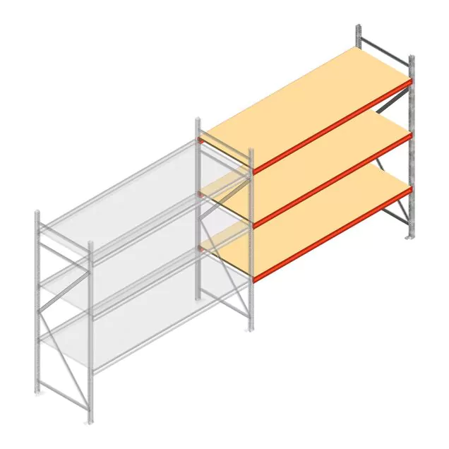Weitspannregal AR 2250x2250x800 mm (hxbxt) 3 Ebenen verzinkt Anbauregal mit vormontierten Rahmen