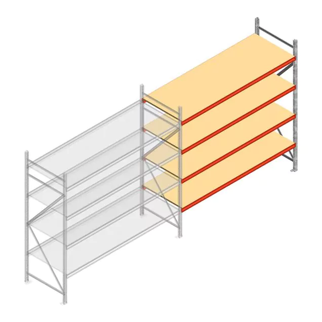 Weitspannregal AR 2250x2250x800 mm (hxbxt) 4 Ebenen verzinkt Anbauregal mit vormontierten Rahmen