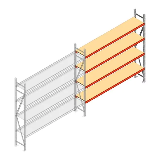 Weitspannregal AR 2500x2700x500 mm (hxbxt) 4 Ebenen verzinkt Anbauregal