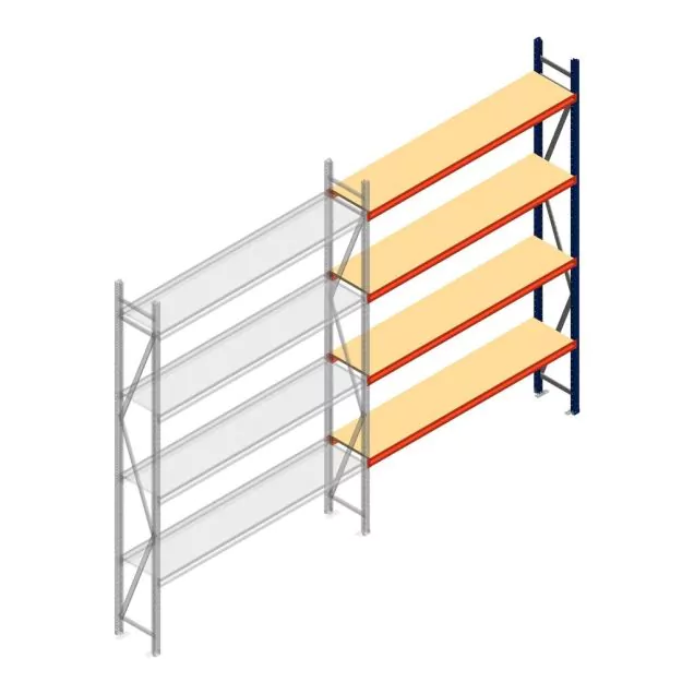 Weitspannregal AR 3000x2250x400 mm (hxbxt) 4 Ebenen blau Anbauregal