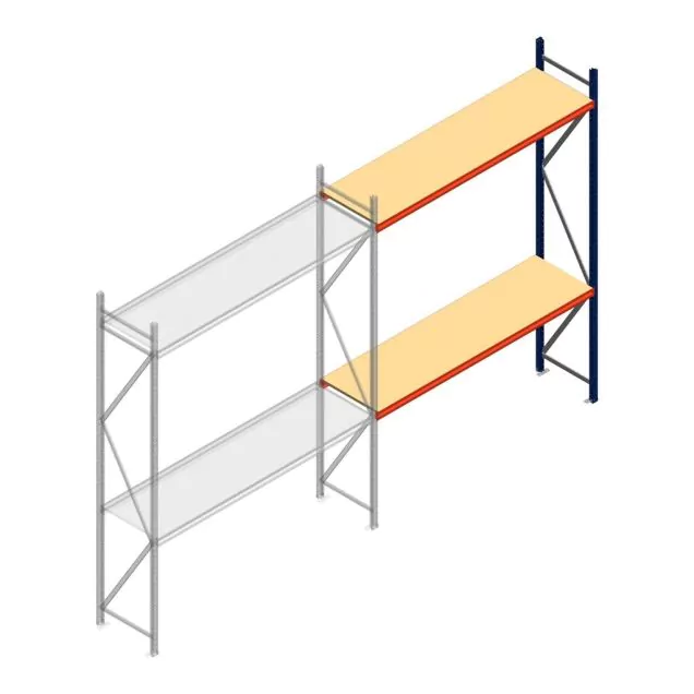 Weitspannregal AR 3000x2700x600 mm (hxbxt) 2 Ebenen blau Anbauregal