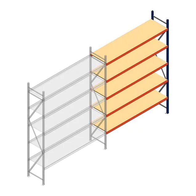 Weitspannregal AR 3000x2700x600 mm (hxbxt) 5 Ebenen blau Anbauregal