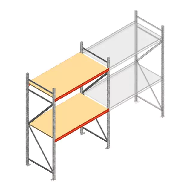 Weitspannregal AR 2500x1850x800 mm (hxbxt) 2 Ebenen verzinkt Anfangsregal