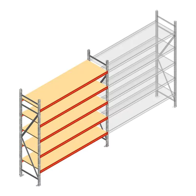 Weitspannregal AR 2000x2250x600 mm (hxbxt) 5 Ebenen verzinkt Anfangsregal